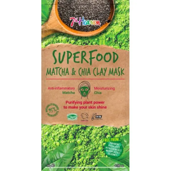 7th HEAVEN Mascarilla BARRO SUPERFOOD Té Matcha Chía
