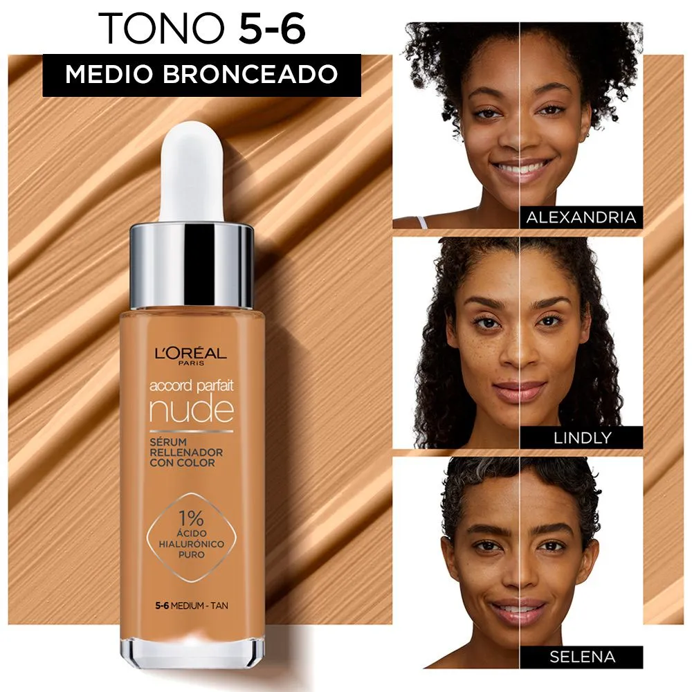L'Oréal París Accord Parfait Sérum con Color 5-6 Medio Oscuro - Imagen 3
