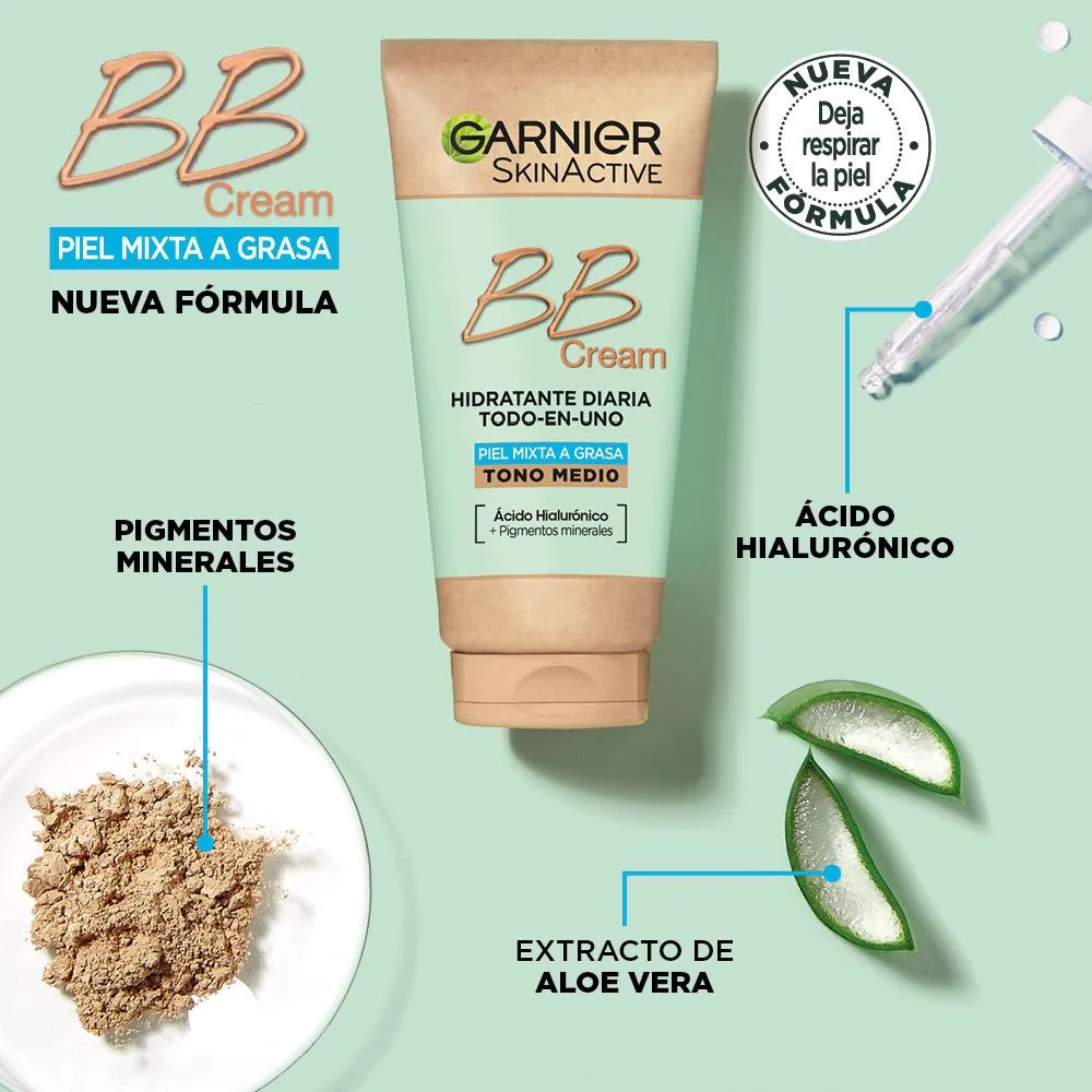 SKIN ACTIVE BB Cream Matificante Tono Medio 50ml - Imagen 2