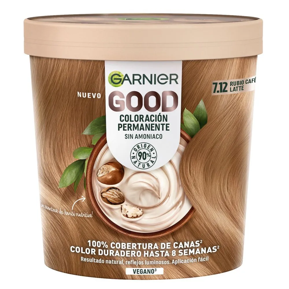 GARNIER GOOD Coloración Permanente Sin Amoniaco 7.12 Rubio Café Latte