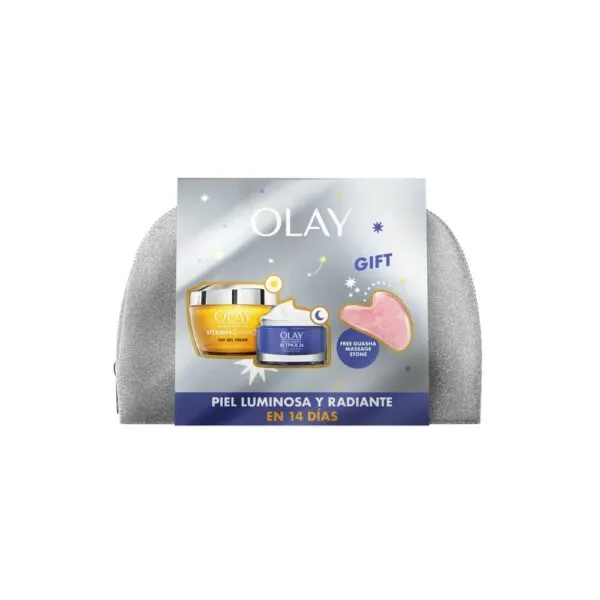 OLAY Neceser Regenerist Vitamin C +AHA Día +  Retinol24 Noche + Piedra de Masaje Gua Sha de regalo