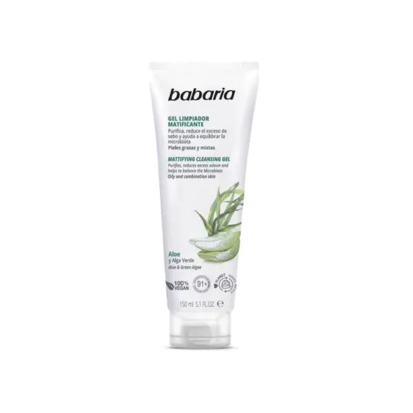 BABARIA Gel Facial matificante de Aloe y Alga Verde 150ml