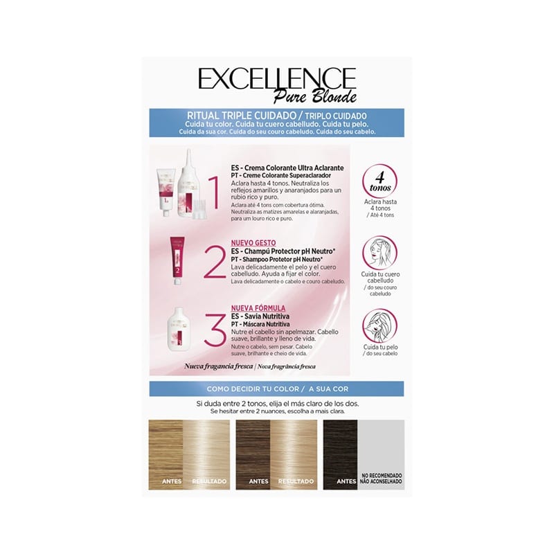 Excellence Pure Blonde Ultra-Aclarante 01 Rubio Ultra Claro Natural - Imagen 3